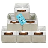 OrganiHaus 12x8in Canvas Storage Baskets 6 Pack...