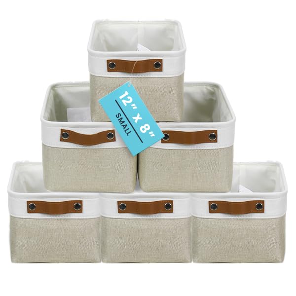 OrganiHaus 12x8in Canvas Storage Baskets, 6 Pack - Fabric Bins for Shelves by OrganiHaus - Used condition - US$26.24