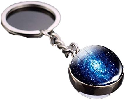 Solar System Planet Keychain Galaxy Art Picture Cabochon Glass Ball Key Chain