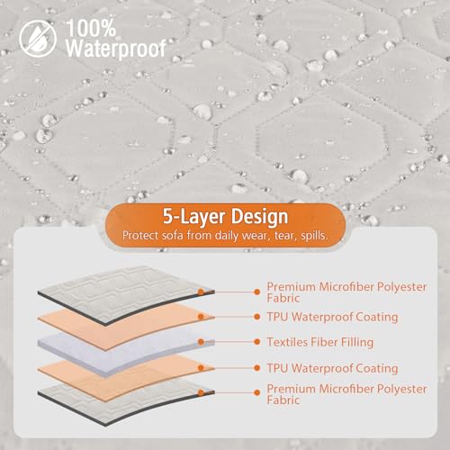 Image of VANSOFY Sectional Couch Covers 100% Waterproof L Shaped Sofa Slipcover 3pcs Reversible Chaise Lounge Cover for Sectional Sofa Furniture Protector Cover for Pets Dog Cat(X-Large, Off White)