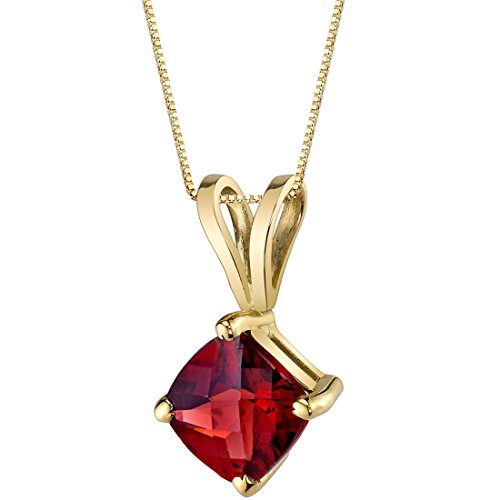 14 Karat Yellow Gold Cushion Cut 1.00 Carats Garnet Pendant