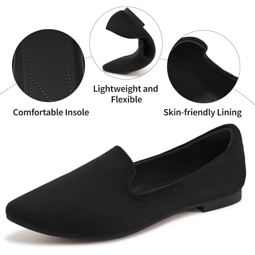 Aomigoct Flats for Women Dressy Shoes: Comfortable Suede Work Flats - Ladies Casual Slip On Walking Shoes4