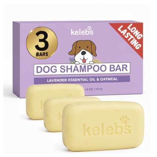 Kelebs Antipicores | champu Perro Sólido para Piel Sensible Y Dermatitis | champú para Perros | Anti-Picazón Y Anti-Pulgas con Aceite De Lavanda Calmante | Pack De 3 Barras Jabon Natural Bio Y Vegano