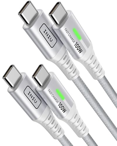 INIU USB C auf USB C Kabel, 100W [2m+2m, wei&szlig;] Typ C Schnellladekabel PD 5A QC 4.0 Nylon Ladekabel USB-C Aufladekabel f&uuml;r iPhone 15 MacBook Pro 2021 iPad Air Samsung S22 PS5 Switch Pixel 7 Huawei usw.