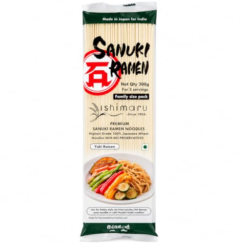 Ishimaru Premium Sanuki Ramen Noodles - 300g | Made in Japan | Highest Grade 100% Japanese Wheat | No Maida, No Preservatives, Not Fried but Dried, No MSG