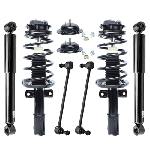 Image of Detroit Axle - 6pc Struts Shocks Kit for 2003-2007 Saturn Ion [w /o RPO Code FE5] Front 2 Struts with Coil Spring 2 Sway Bar Links 2 Rear Shock Absorbers 2004 2005 2006 Replacement Ready Strut