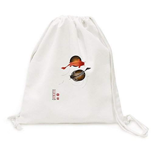 Sac cordon en toile poisson chanceux sac à dos voyage traditionnel chinois