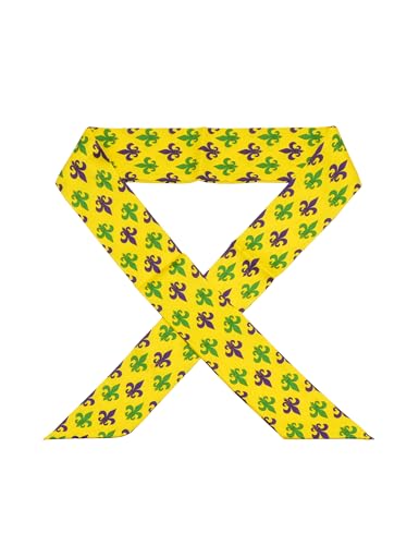 Lastclream Long Mardi Gras Ribbon Scarves for Women Jacquard Weave Retro Twill Satin Scarf for Hair 50 (Mardi Gras - Yellow)