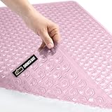 Gorilla Grip Original Patented Bath, Shower, Tub Mat, 35x16, Washable, Antibacterial, BPA, Latex, Phthalate Free, Bathtub Mats with Drain Holes, Suction Cups, XL Size Bathroom Mats, Pink