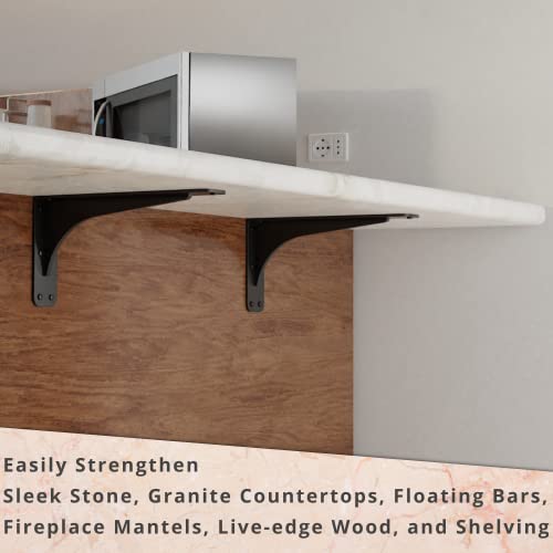 Starby Gladiator Series Solid Heavy Duty Welded 500 Lb Low Profile Granite Countertop Support Shelf Brackets Floating Shelf Discrete Slim 500 Lb Capacity (2 Pack) (7" X 13" X 2.5") #TOP4