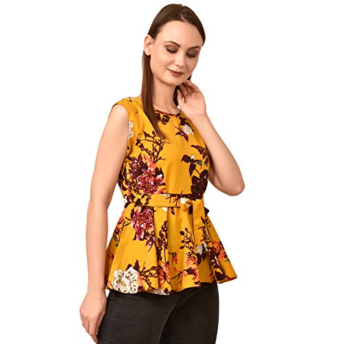 Image of Women's Sleeveless Peplum Top with Waist Tie Belt