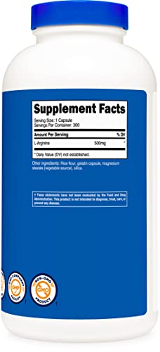 Nutricost L-Arginine 500Mg, 300 Capsules - Gluten Free And Non-Gmo #TOP3