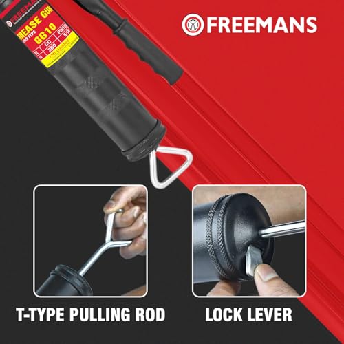 Image of FREEMANS GG15 Heavy Duty Lever Type Grease Gun with Lock Lever Mechanism | 1 /2 inch Piston || 2gm /Stroke || V-Type Pulling Rod || 3000PSI Use For Automotive, Industrial, Agriculture, Construction etc.