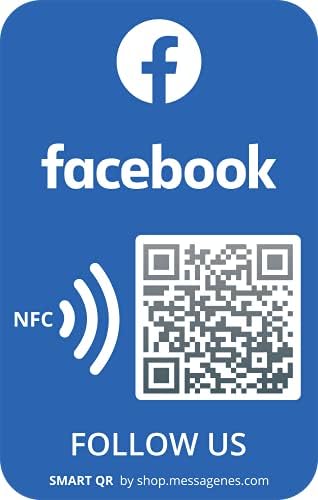 MESSAGENES Customizable Facebook QR NFC Sticker | Boost Followers | Reusable QR | 1 Rectangular Unit | Premium Quality | Ideal for Business, Showcase, Store, Wall or Window