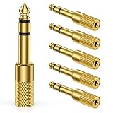 Uenlio [6-Pack] 1/4 to 3.5mm Headphone Adapter, 6.35mm Male to 1/8 (3.5mm) Female TRS Stereo Audio Aux Converter Jack for Guitar Amp, Keyboard, Piano, Headphone, Speaker, Phone, Mixer