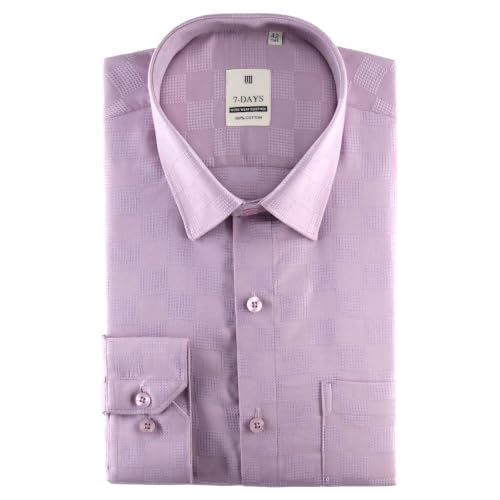 Image of 7-DAYS Men's Premium Formal Shirts - Regular Fit, Full Sleeve, 100% Pure Cotton, Self-Design, with Pocket - Stylish Office Shirts for Men