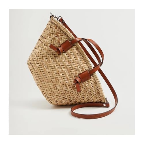 Casual Wicker Woven Basket Bags Rattan Women Handbags Handmade Beach Straw Tote Bag Designer Shoulder Crossbody Bag(Brown)4