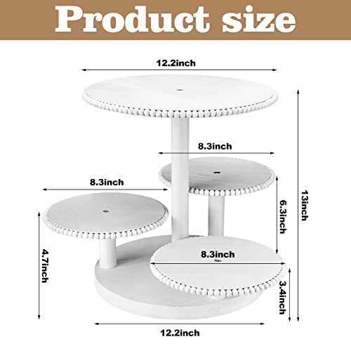 Skylety 4 Tier Round Cupcake Tower Stand Beaded Wood Cake Stand With Tiered Tray Cupcake Stand For 50 Cupcakes Cake Display Stand Dessert Tiered Serving Tray For Birthday Graduation Wedding Party #TOP1
