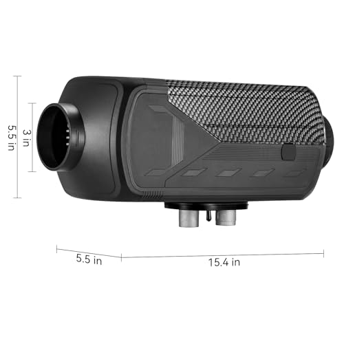 Redriver Standheizung Diesel, 12V/24V Lufterhitzer, Schwarz 5KW Air Diesel Heizung mit Schalldämpfer, LCD Schalter u. Fernbedienung für Auto RV Boote LKW KFZ PKW Wohnmobil