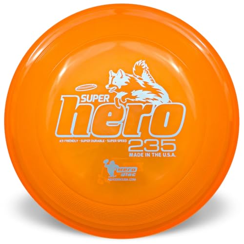 Hero Disc USA Superhero 235 K9 Candy Plastic Dog Disc, Outdoor Dog Toy and Pet Disc, Puncture Resistant Dog Flying Disc (Orange)