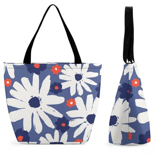 Sac à main pour femme fleurs blanches rouges grand cabas de shopping voyage