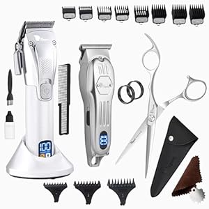 Fagaci Professional Hair Clippers, Hair Scissors & Hair Trimmer Extremely Sharp, Hair Shears, Turbo Power Cordless Hair Clippers & Hair Trimmer Set