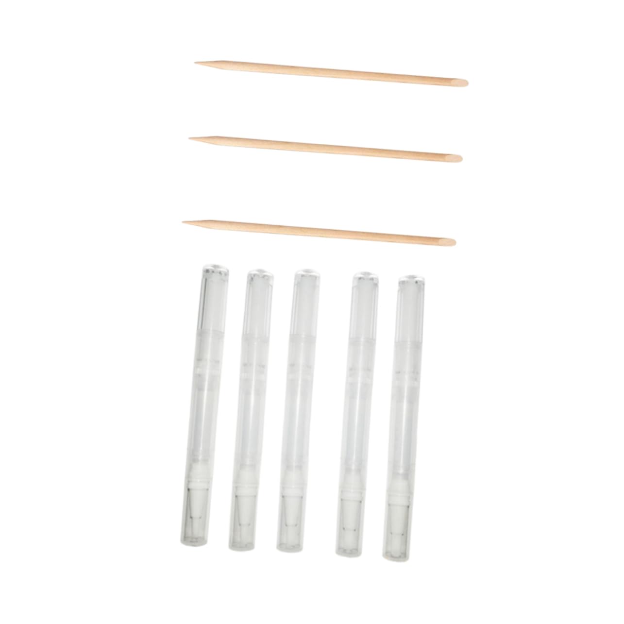 OSOLADY Wood Nail Rod Cuticle Oil Tube Set 8pcs Manicure Tool Nail Polish Remover Stick for Women