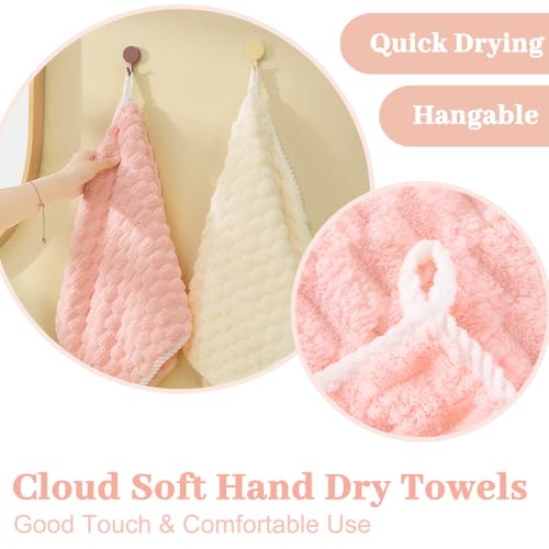 BOJVESH 6Pcs Hanging Hand Dry Towels, Square Microfiber Hand Towels with Hanging Loop - Image 4