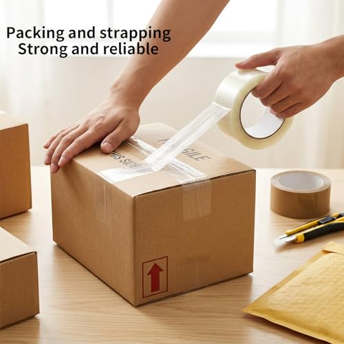 Image of Strapping Tape 2 Inch x 35 Yards 1 Rolls, Heavy Duty Tape for Cargo, Clear Packing Tape Reinforced with Mono Fiberglass, 5.5 Mil Thick Filament Tape, Strong Packaging Tape & Fiber Tape