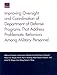 Improving Oversight and Coordination of Department of Defense Programs That Address Problematic Behaviors Among Military Personnel: Final Report