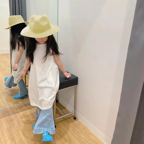 Fedora Hat for Kids Western Cowboy Cowgirl Hats Summer Panama Beach Straw Sun Hat Cap for Boys Girls 4-8 Years4