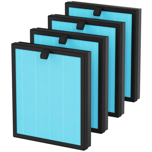 Image of 4 Pack MK07 Air Filter Replacement Compatible with AROEVE MK07 Air Purifier, 4-in-1 Replacement Filter, Standard Version, Blue