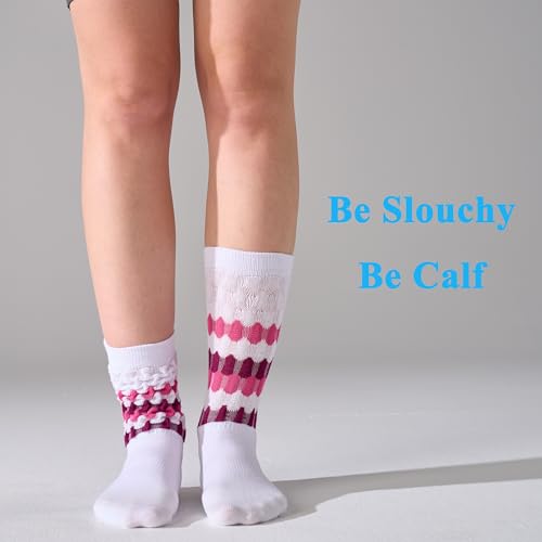 Mosithings Women's Slouch Socks Soft Casual Calf Socks Retro Scrunch Crew Socks 3/4 Pairs,Black&White&Grey,S by Mosithings - Used condition - Image 5
