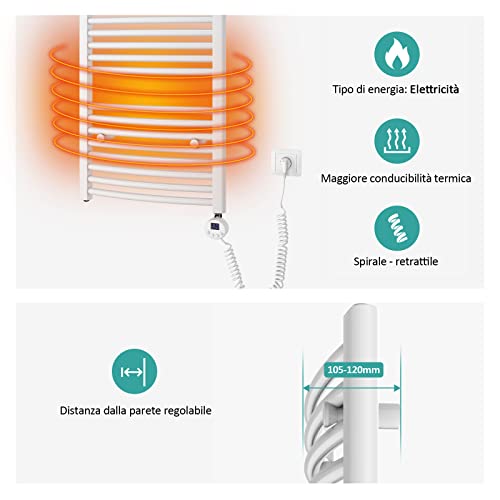 EMKE Radiatore da Bagno, 100 x 60cm, 500W