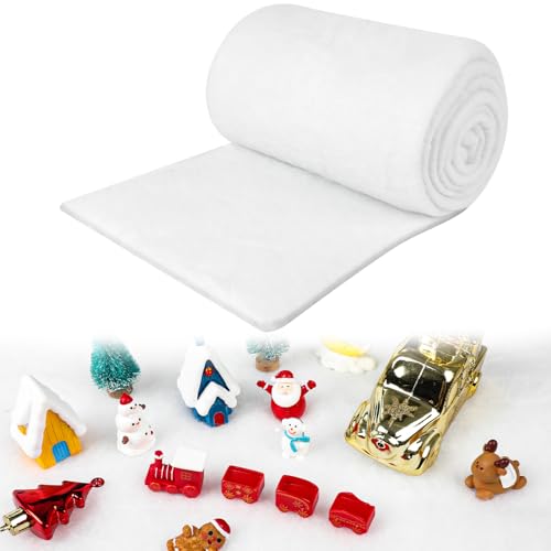 LOKIPA Christmas Fake Snow Blanket, Artificial Snow Blankets Snow Roll for Christmas Village Party Favors Table Runner Decor （7.9Ft x 2.6Ft）