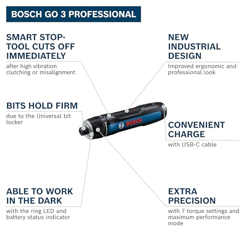 Bosch Professional Screwdriver Bosch GO 3 (incl. 8pcs bit Set, bit Holder, USB-C Cable, Mini Case) 3 Bosch Professional Screwdriver Bosch GO 3 (incl. 8pcs bit Set, bit Holder, USB-C Cable, Mini Case) - Image 3