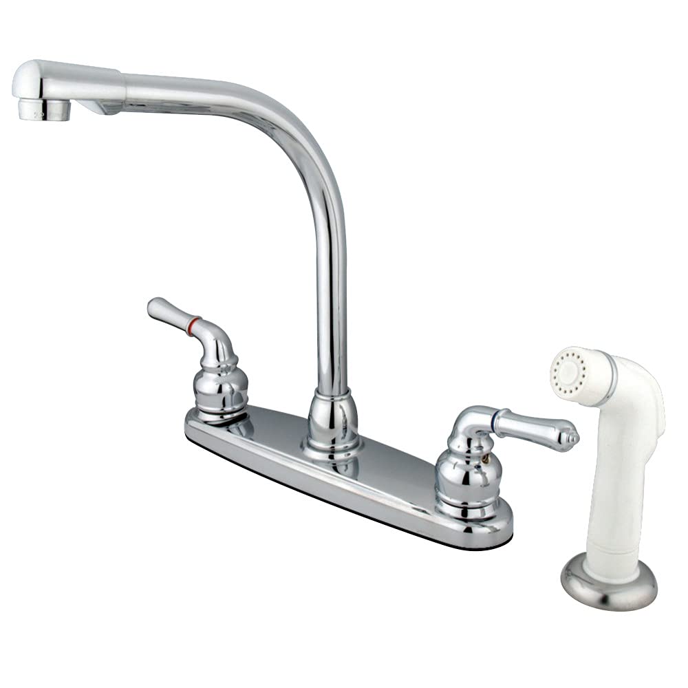 Robinet de cuisine Kingston KB751 à arche haute et pulvérisateur blanc chrome