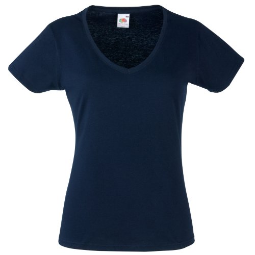 Fruit of the Loom Lady-fit valueweight v-neck tee Deep Navy XL