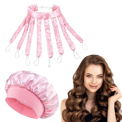 Octopus Heatless Curler 2 Pcs Pink Octopus Hair Curler Heatless Curlers Long Hair Suitable for Medium to Long Hairs (Pink)