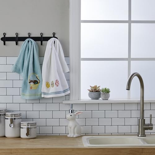 Image of SKL Home Easter Egg Line Hand Towel 2pc Set for Bath /Kitchen /Bar & Gift, White