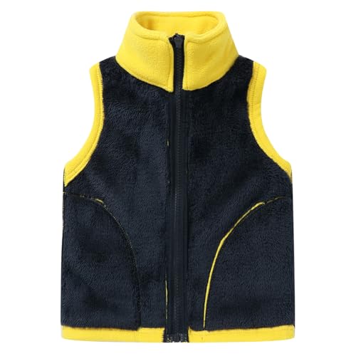 Image of LittleSpring Kids Fleece Vest with Fur Lined Zip Up Warm Thickening Winter Sleeveless Jacket