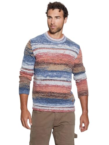 Sweater Homme Guess Eged Space Dye Striped en maille multicolore