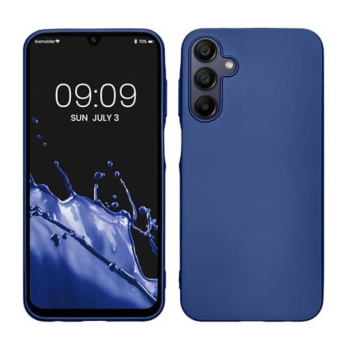 kwmobile Handyhülle für Samsung Galaxy A15 5G Hülle - Silikon Case metallisch schimmernd - Schutzhülle Cover - Metallic Blau