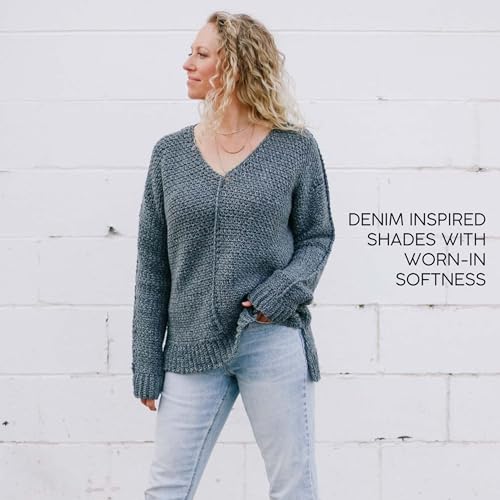 Image of Lion Brand Yarn, Jeans Soft Knit & Crochet Yarn, Top Stitch, Brown, 3 Pack