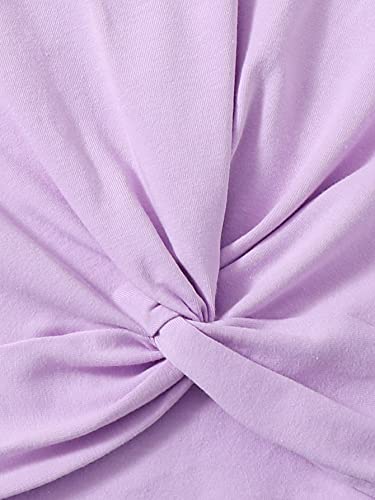 SHENHE Girl's 3 Piece Twist Front Short Sleeve Crewneck Cropped T Shirt Crop Tops3