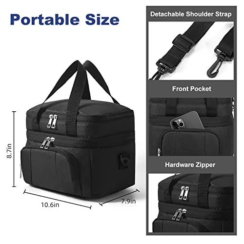 Jeadwwr Insulated Reusable Lunch Bag Large Lunch Box For Adult Men Women, Lunch Cooler Bag For Office Picnic Leakproof Lunch Box With Adjustable Shoulder Strap (Black-12L) #TOP5