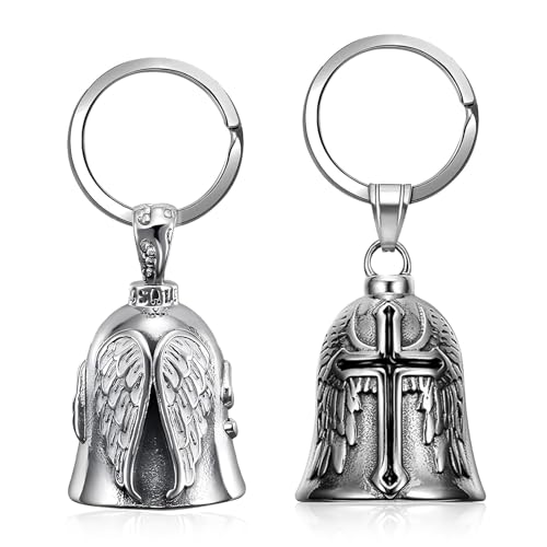 2 Pezzi Suevut Guardian Bell Campanella Portafortuna Moto, Campanella Moto, Angelo Custode Motociclista Campanella con Anello Appeso, per Auto Elettriche, Biciclette, Moto