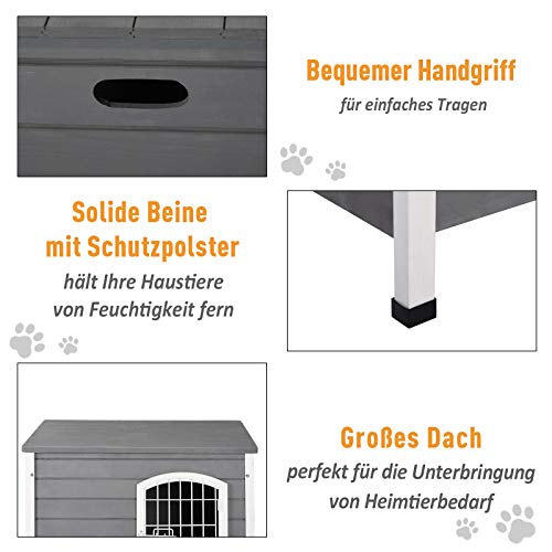 Hundehütte PawHut für kleine Hunde mit Tür und Gitterbox