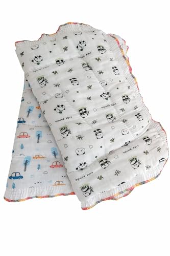 Image of 100% Muslin Cotton Baby Mattress - Soft, Breathable & Lightweight Baby Bedding Blanket with Piping Border, for Newborns & Infants (0-12 Months)