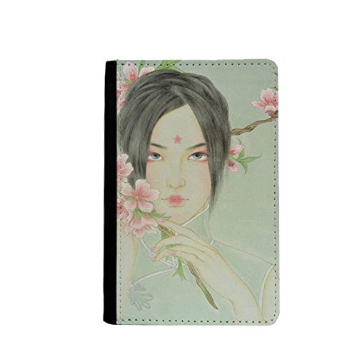 Étui pour passeport chinois évitant les plis et usures avec motif fleurs de pêcher chic